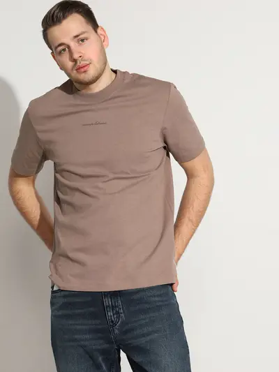 Футболка темно-бежевого цвета из хлопка